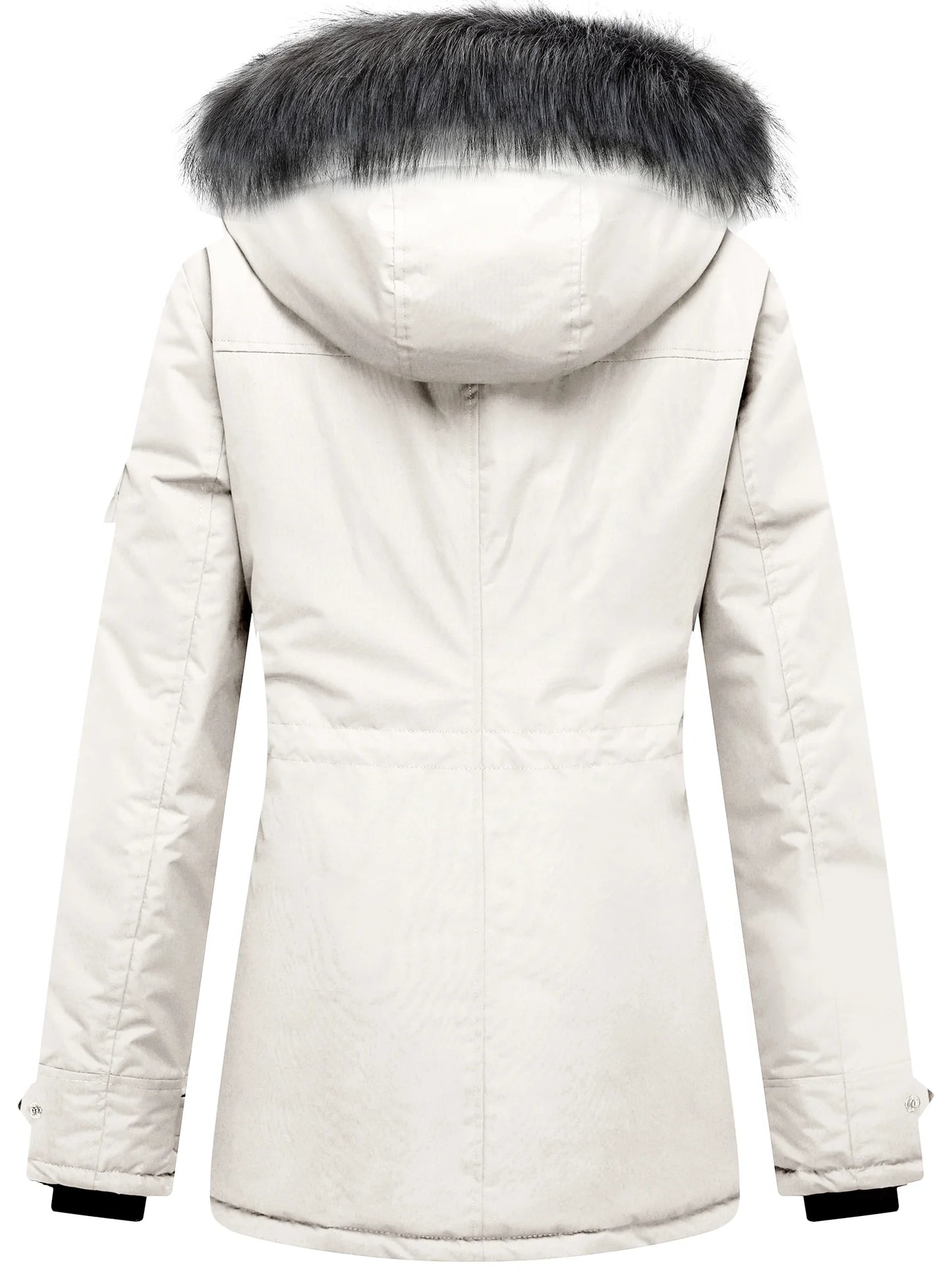 Women'S Winter Coat Thicken Winter Jacket with Detachable Hood Quilted Parka Coat Beige L