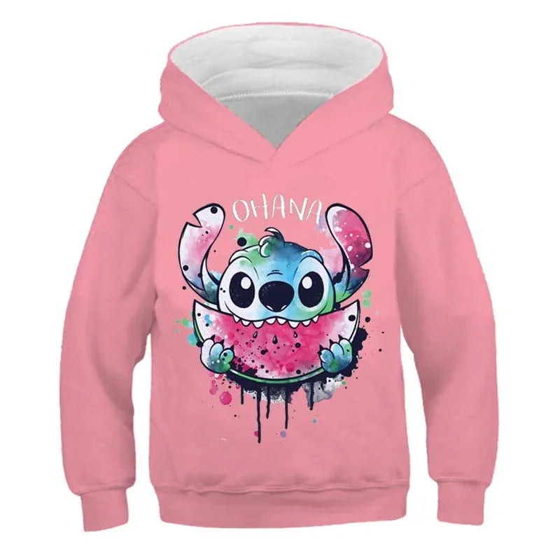 New Stitch Hoodies Girls Sweatshirt Autumn And Winter Long Sleeve Harajuku Pullovers Disney Series Stich Casual Hooded Tops