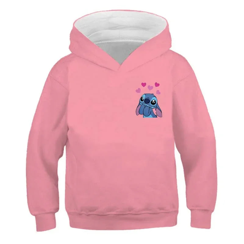 New Stitch Hoodies Girls Sweatshirt Autumn And Winter Long Sleeve Harajuku Pullovers Disney Series Stich Casual Hooded Tops