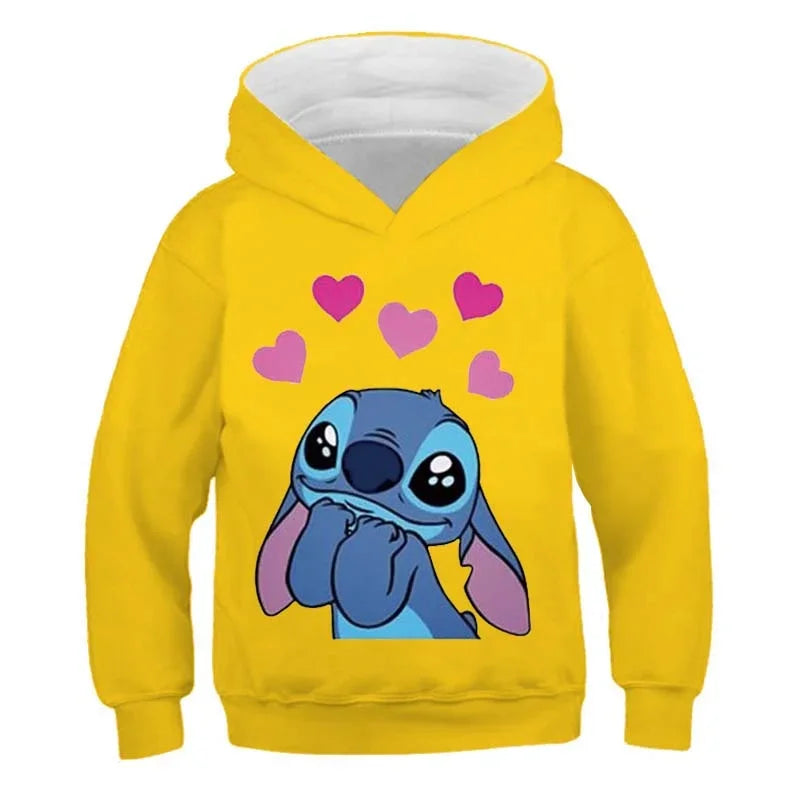 New Stitch Hoodies Girls Sweatshirt Autumn And Winter Long Sleeve Harajuku Pullovers Disney Series Stich Casual Hooded Tops